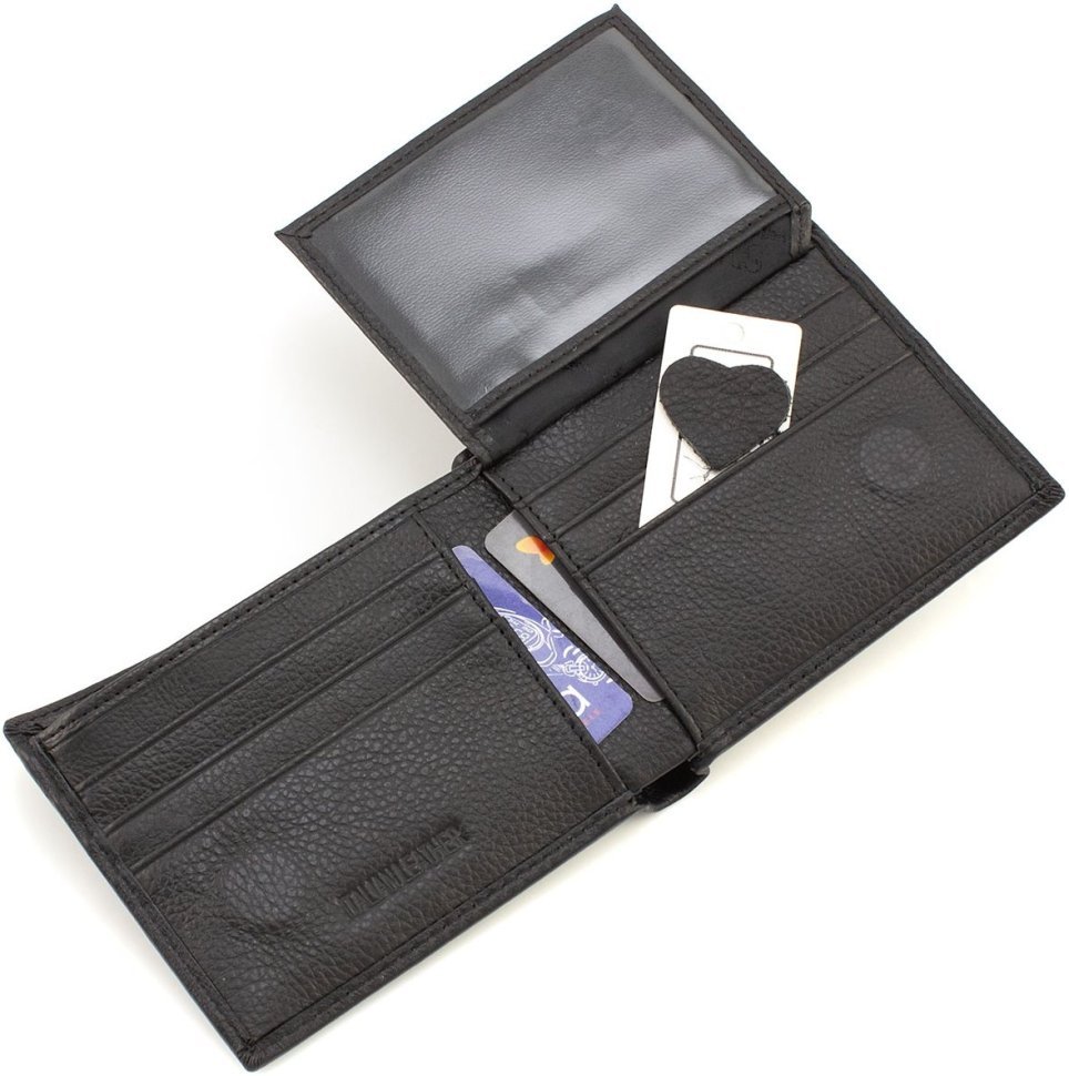 Чоловічий портмоне з натуральної шкіри чорного кольору на магніті ST Leather 1767455