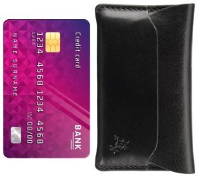 Компактный кожаный картхолдер черного цвета Visconti 77755