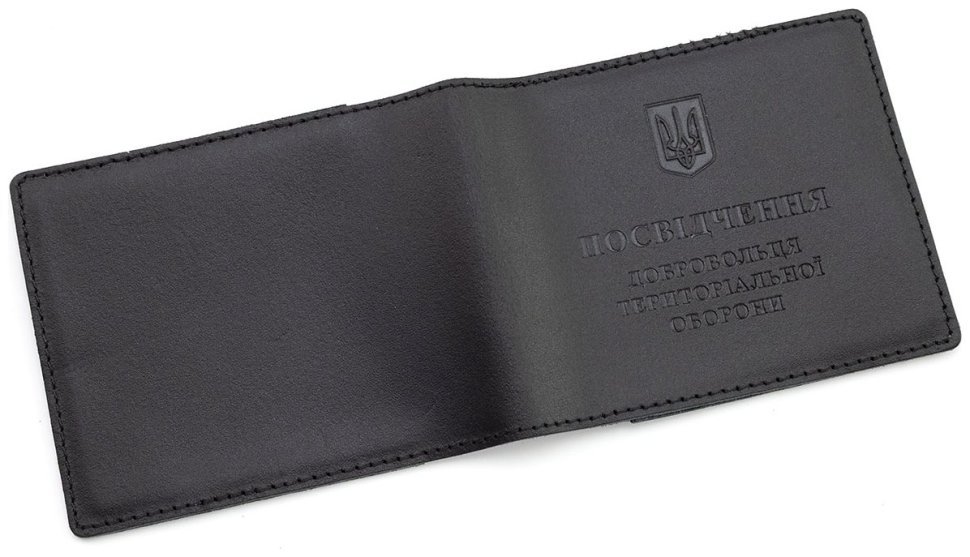 Кожаная обложка для удостоверения ТРО добровольца территориальной обороны Leather Collection 97755 цвет черный modnotak фото №4