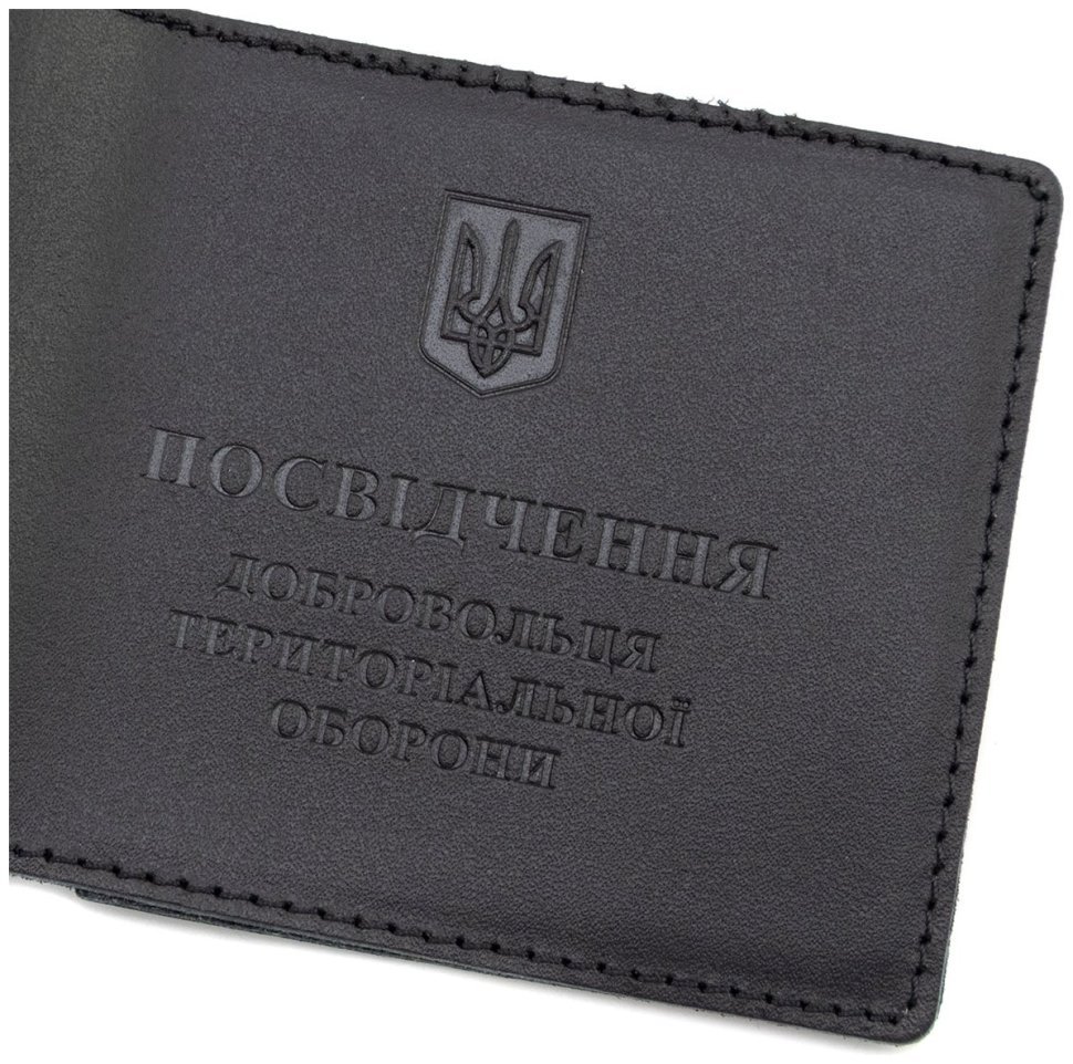Кожаная обложка для удостоверения ТРО добровольца территориальной обороны Leather Collection 97755 цвет черный modnotak фото №5