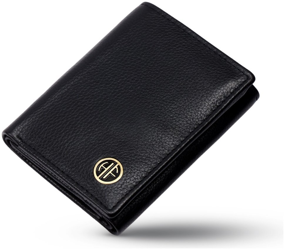 Мужское портмоне из кожи флотар черного цвета на кнопке Hammonds Flycatcher HF597 без монетницы 107955 modnotak фото №1