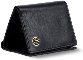 Мужское портмоне из кожи флотар черного цвета на кнопке Hammonds Flycatcher HF597 без монетницы 107955