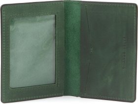 Зеленая обложка для военного билета из винтажной кожи с картой Украины - Grande Pelle (21951)