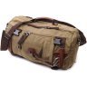 Чоловічий оливковий рюкзак-трансформер великого розміру із щільного текстилю Vintage 2422158 - 3