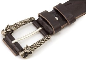 Ремінь із натуральної шкіри італійського виробництва з дизайнерською пряжкою Gherardini 40710-GH-brown коричневого кольору