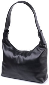 Містка шкіряна жіноча сумка на плече чорного кольору Shvigel 2422828