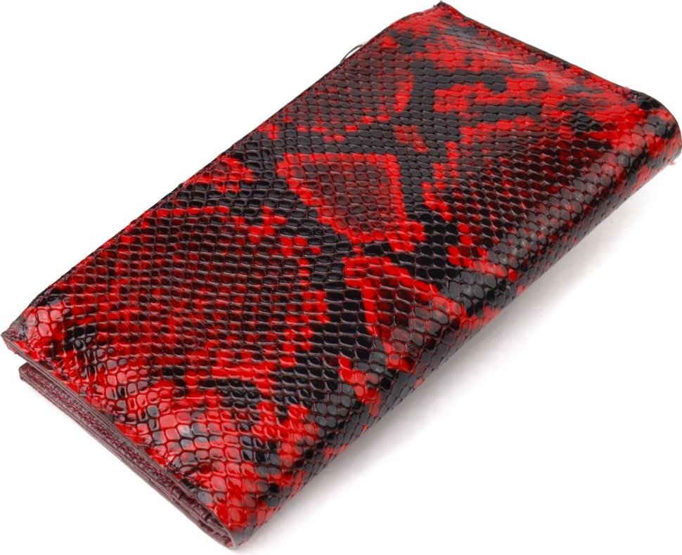Різнокольоровий вертикальний жіночий гаманець із натуральної шкіри з тисненням під змію CANPELLINI (2421647)