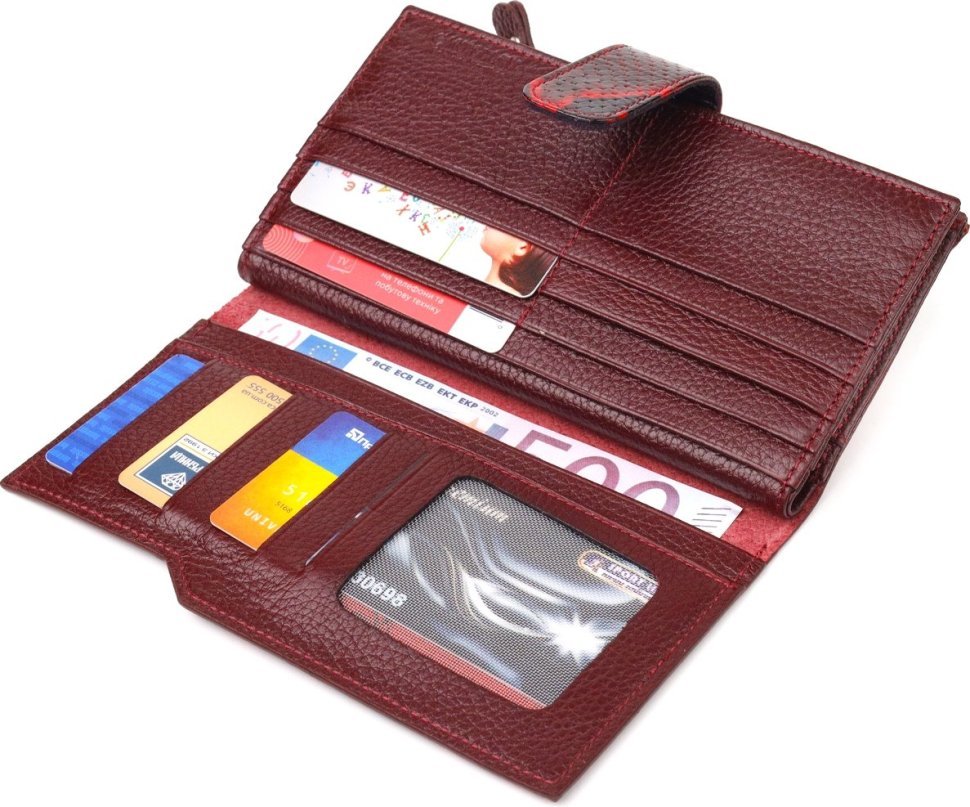 Різнокольоровий вертикальний жіночий гаманець із натуральної шкіри з тисненням під змію CANPELLINI (2421647)