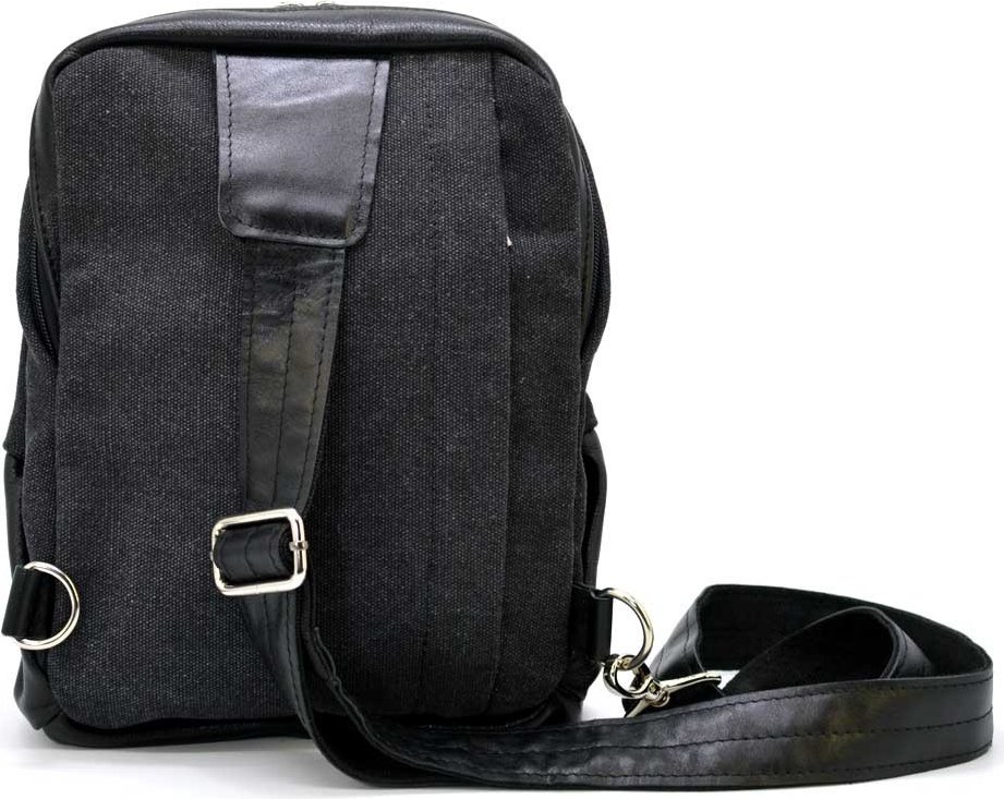 Чоловічий рюкзак-слінг середнього розміру з натуральної шкіри та щільного текстилю TARWA (21694)