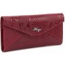 Лаковий довгий жіночий гаманець у червоному кольорі з тисненням під змію KARYA (19573) - 1