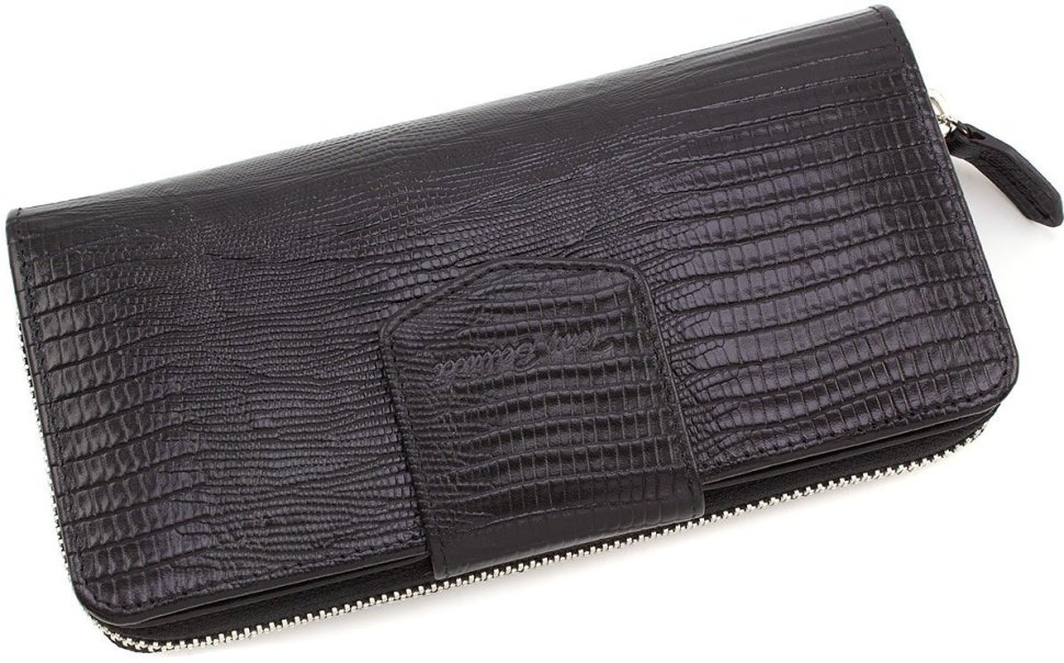 Великий чорний жіночий гаманець з натуральної шкіри Tony Bellucci (10851)