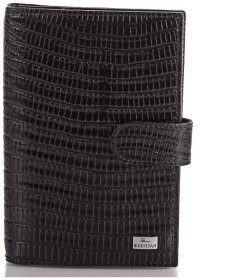 Чорна шкіряна обкладинка з тисненням під рептилію для паспорта та автодокументів Desisan 80056