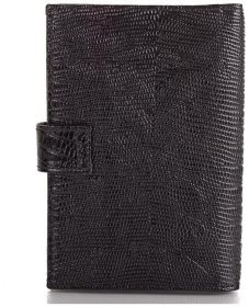 Чорна шкіряна обкладинка з тисненням під рептилію для паспорта та автодокументів Desisan 80056
