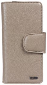 Великий місткий жіночий гаманець із натуральної зернистої шкіри Desisan 80256 кольору тауп