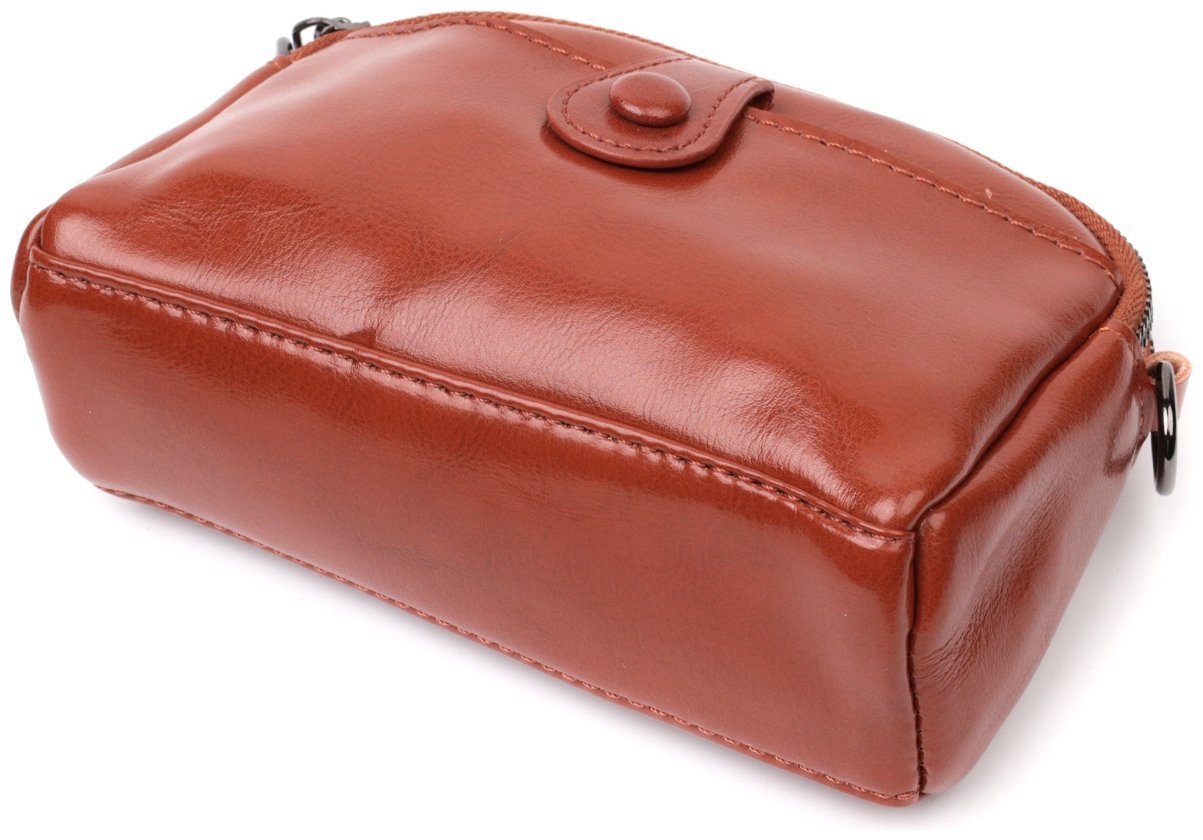 Женская сумка из натуральной кожи коричневого цвета на две молнии Vintage 2422419