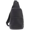 Черная мужская сумка-слинг из итальянской кожи с выраженной фактурой Grande Pelle 70756 - 4