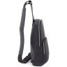 Черная мужская сумка-слинг из итальянской кожи с выраженной фактурой Grande Pelle 70756 - 2
