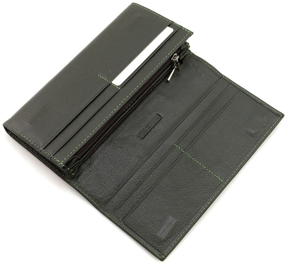 Кожаный женский кошелек на магнитах ST Leather 90856 зеленого цвета modnotak фото №7