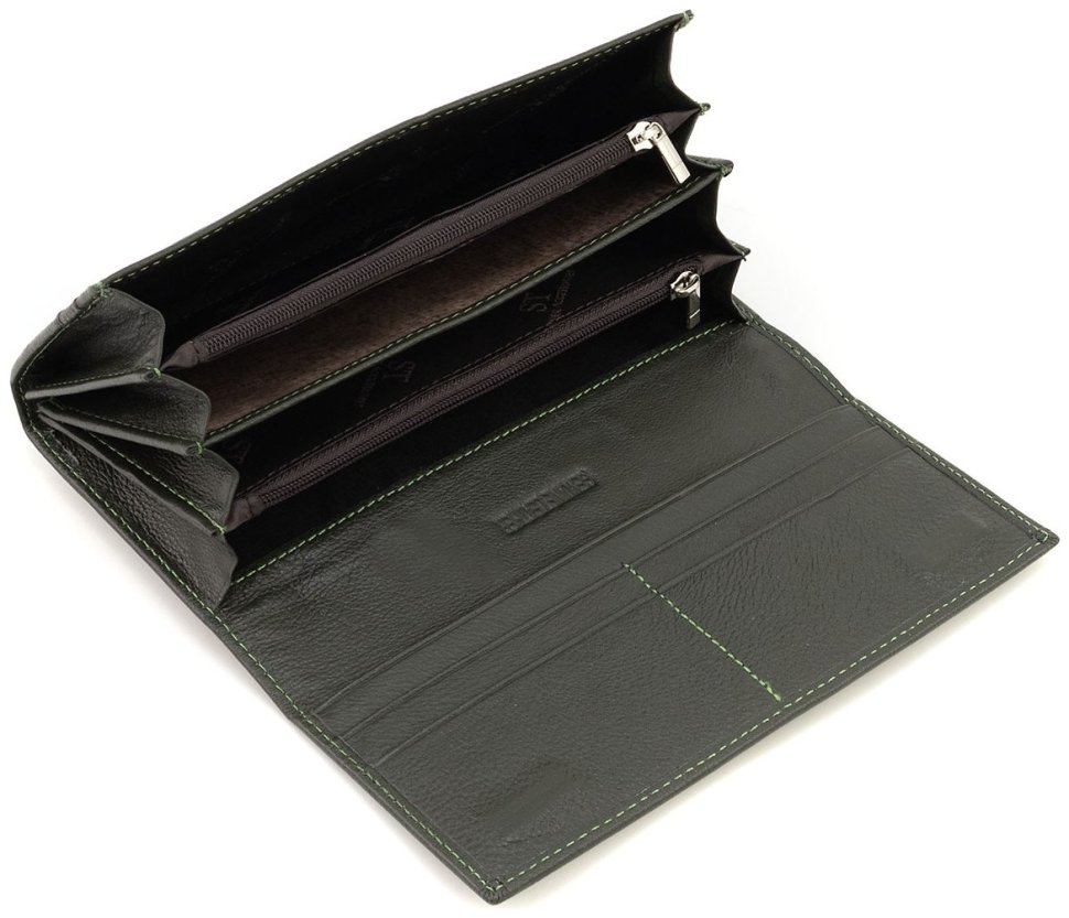 Кожаный женский кошелек на магнитах ST Leather 90856 зеленого цвета modnotak фото №8