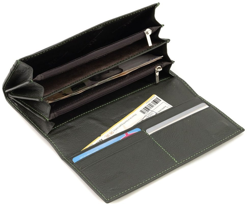 Кожаный женский кошелек на магнитах ST Leather 90856 зеленого цвета modnotak фото №10