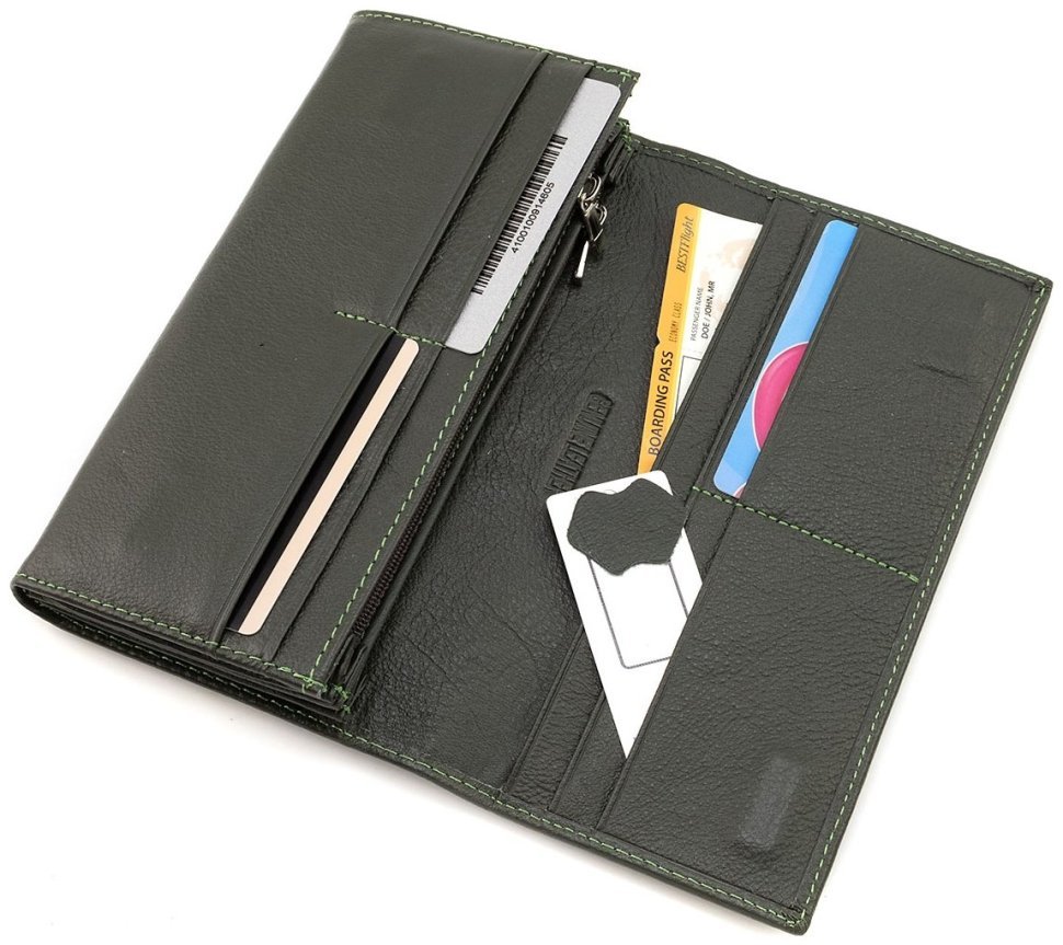 Кожаный женский кошелек на магнитах ST Leather 90856 зеленого цвета modnotak фото №9