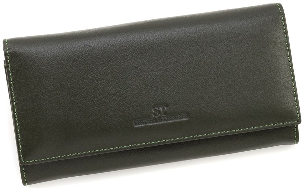 Кожаный женский кошелек на магнитах ST Leather 90856 зеленого цвета modnotak фото №5