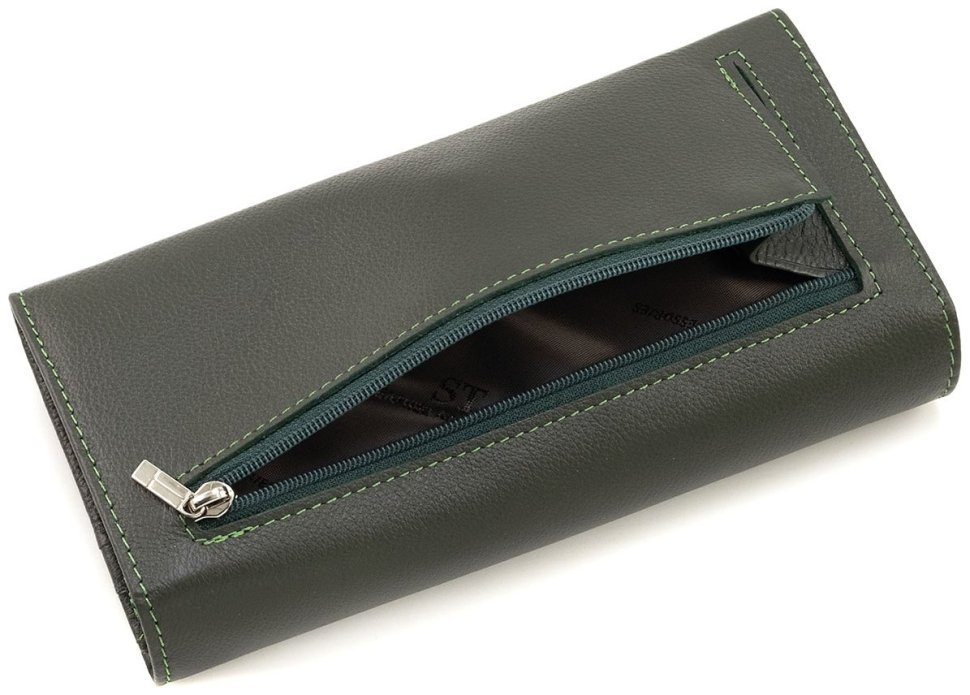 Кожаный женский кошелек на магнитах ST Leather 90856 зеленого цвета modnotak фото №4