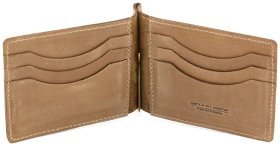 Кожаный винтажный зажим бежевого цвета ST Leather (16837)