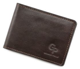 Коричневый кожаный зажим для купюр и карточек Grande Pelle (13111)