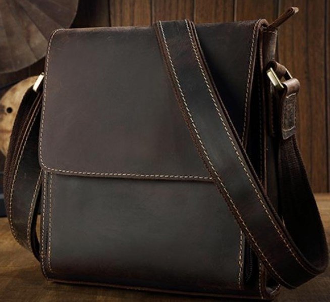 Винтажная сумка-мессенджер из натуральной кожи коричневого цвета VINTAGE STYLE (14574)