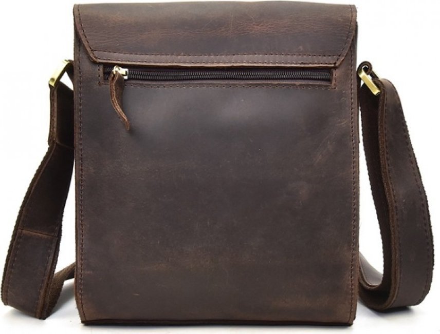 Вінтажна сумка-месенджер з натуральної шкіри коричневого кольору VINTAGE STYLE (14574)