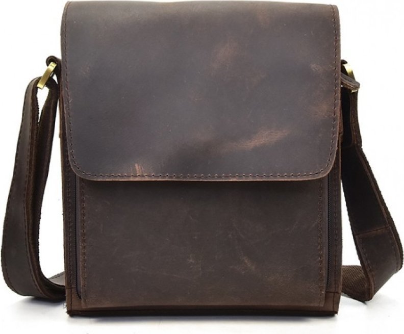 Вінтажна сумка-месенджер з натуральної шкіри коричневого кольору VINTAGE STYLE (14574)