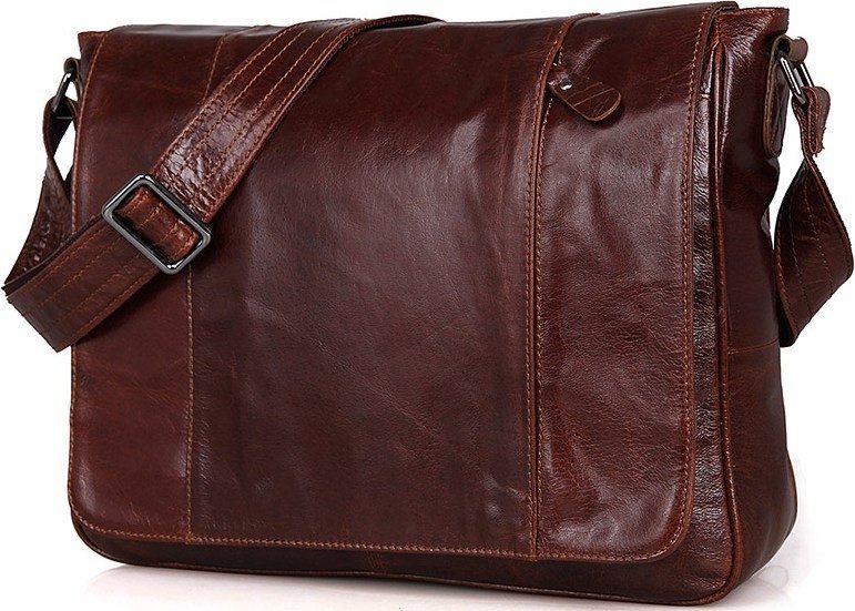 Горизонтальная сумка-мессенджер из натуральной кожи с клапаном VINTAGE STYLE (14453)