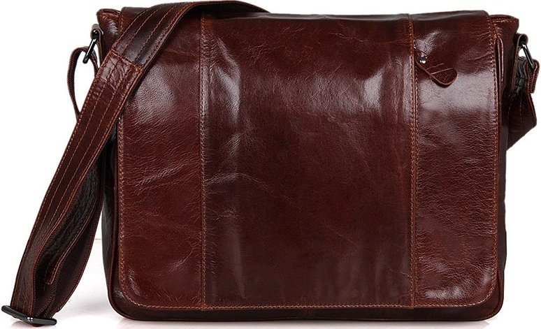 Горизонтальна сумка-месенджер з натуральної шкіри з клапаном VINTAGE STYLE (14453)