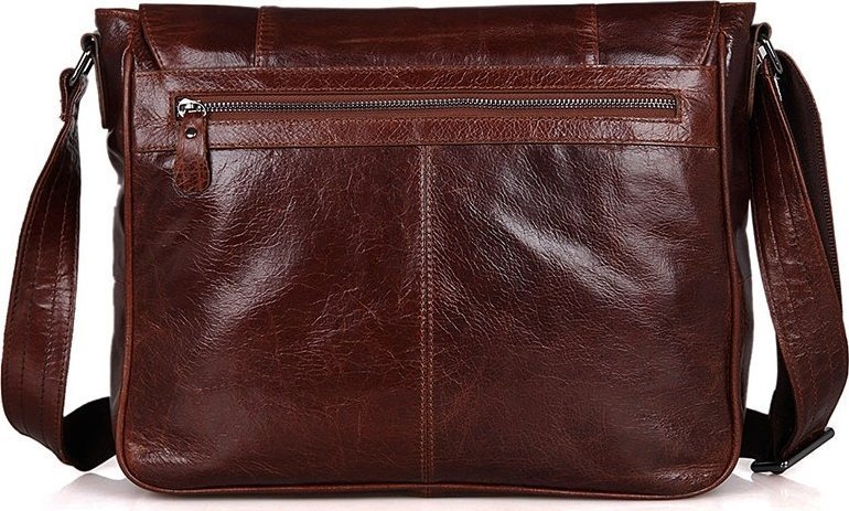 Горизонтальна сумка-месенджер з натуральної шкіри з клапаном VINTAGE STYLE (14453)