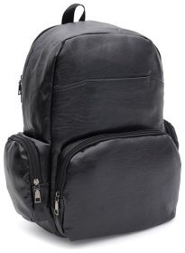 Вместительный мужской рюкзак из черного кожзама Monsen 71756