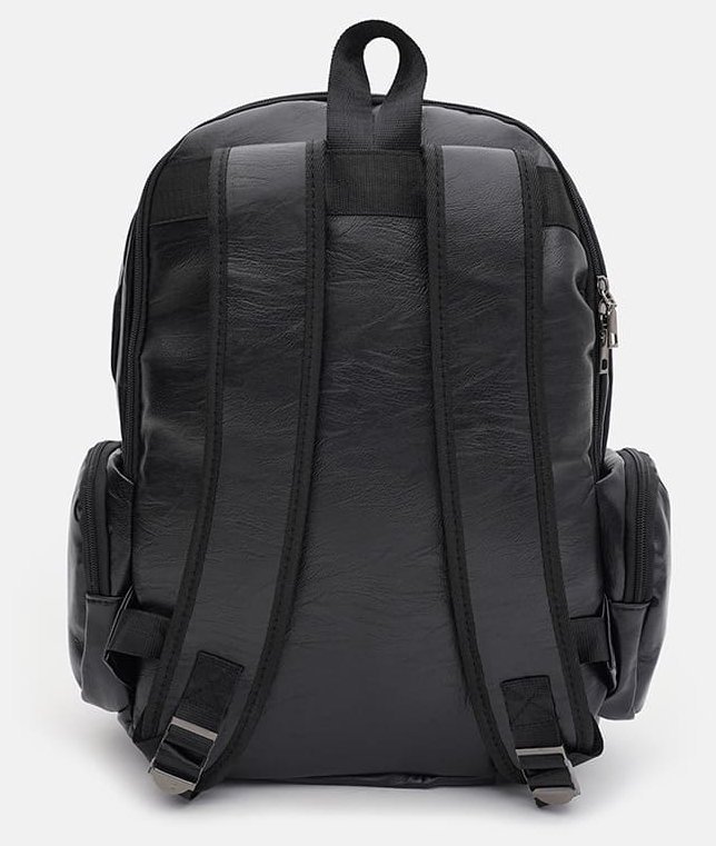 Вместительный мужской рюкзак из черного кожзама Monsen 71756