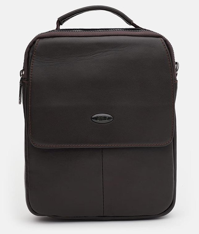 Чоловіча сумка-барсетка середнього розміру із натуральної коричневої шкіри Ricco Grande 71856
