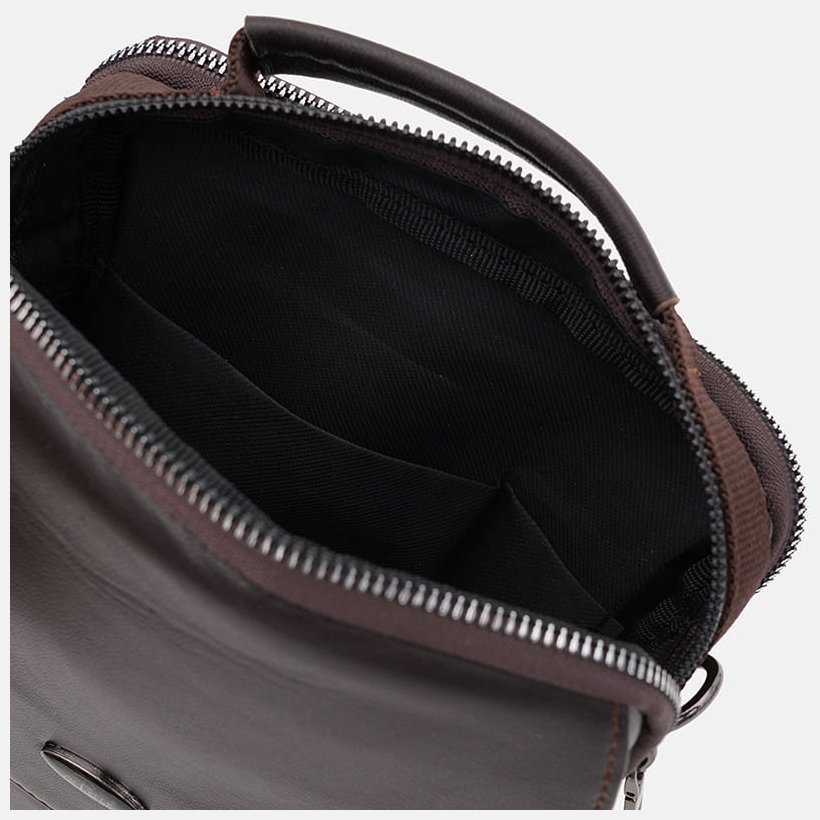 Чоловіча сумка-барсетка середнього розміру із натуральної коричневої шкіри Ricco Grande 71856