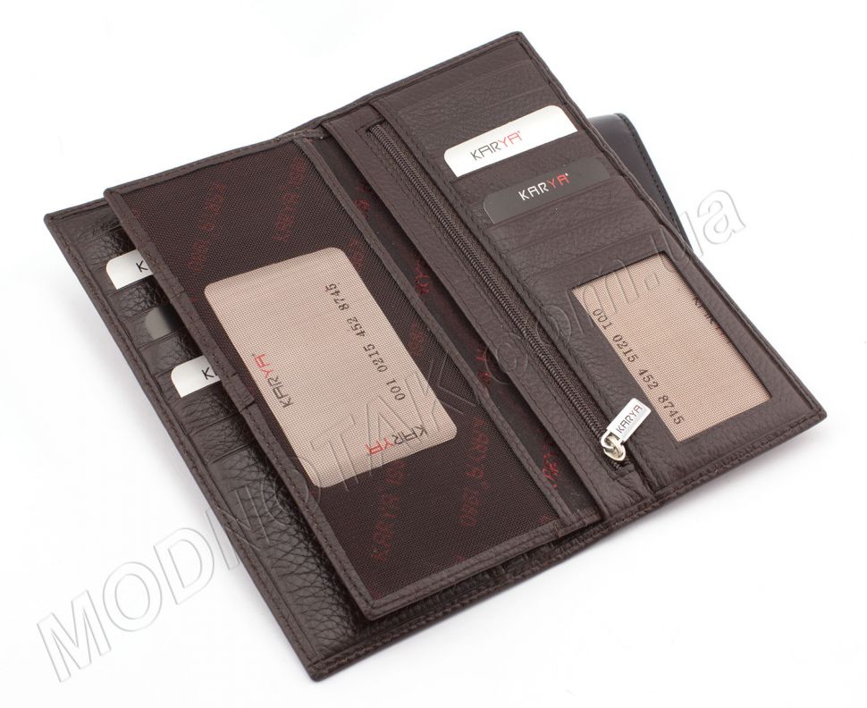 Фирменный мужской бумажник коричневого цвета KARYA (18060)