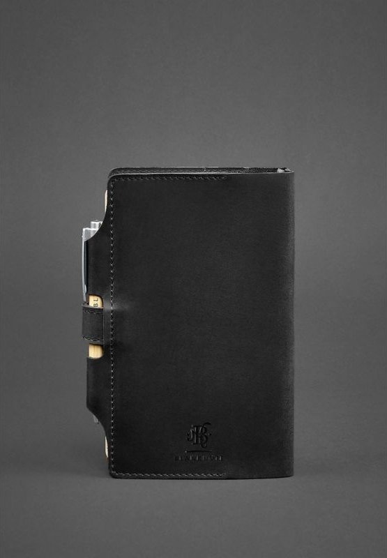 Блокнот А5 (Софт-бук) у чорному кольорі зі шкіри Крейзі Хорс - BlankNote (42056)