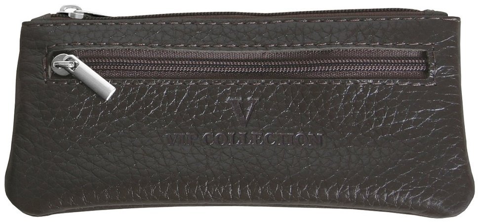 Ключниця із натуральної зернистої шкіри на блискавці Vip Collection 102356 (коричневого кольору) modnotak фото №1