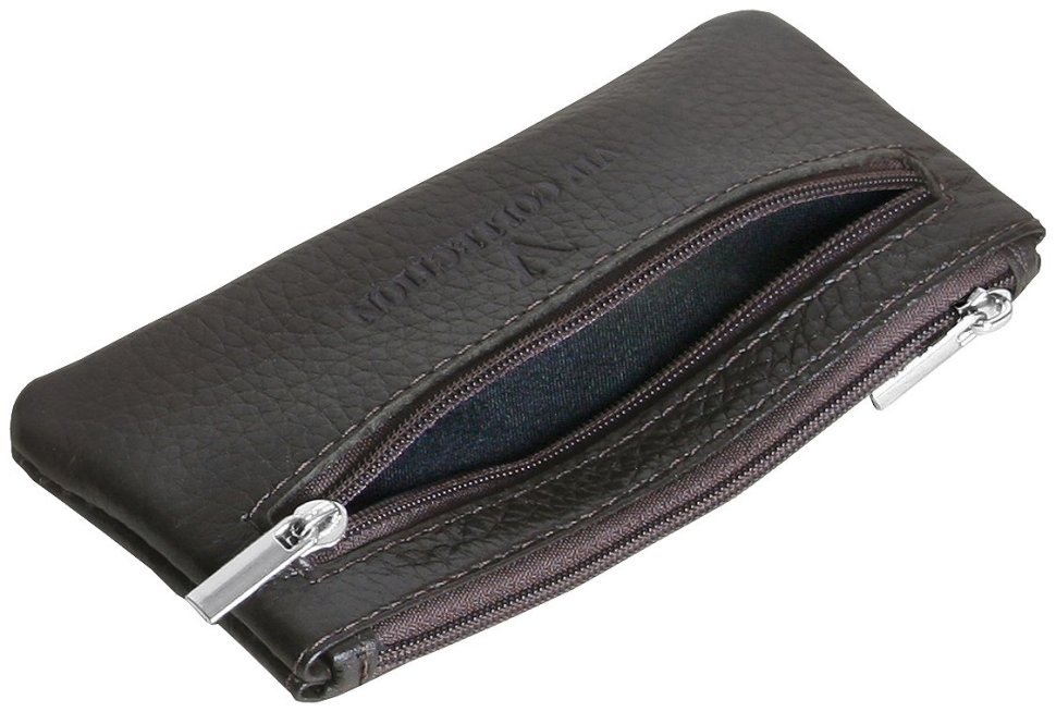 Ключниця із натуральної зернистої шкіри на блискавці Vip Collection 102356 (коричневого кольору) modnotak фото №3