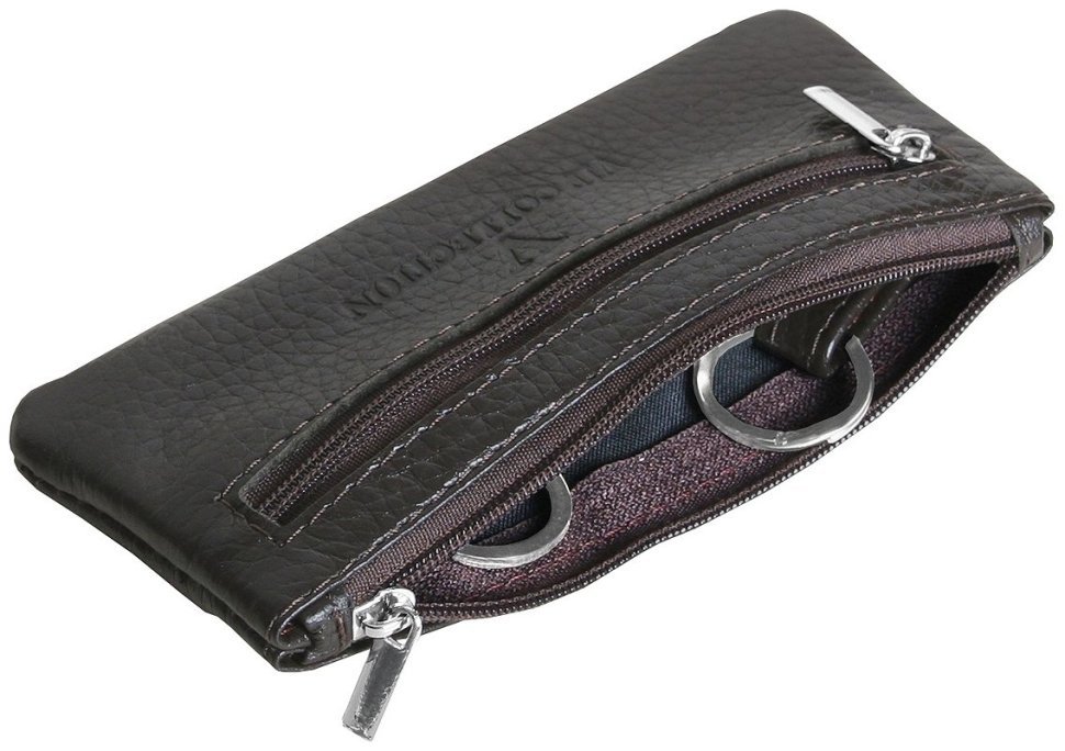 Ключниця із натуральної зернистої шкіри на блискавці Vip Collection 102356 (коричневого кольору) modnotak фото №4