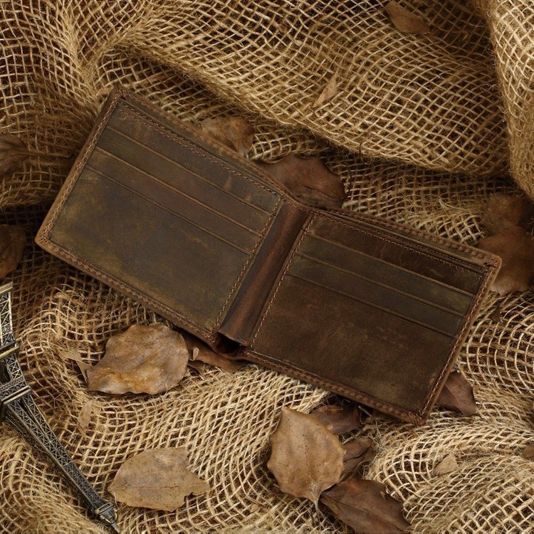 Чоловіче тонке портмоне з вінтажній шкіри коричневого кольору Vintage (14346)