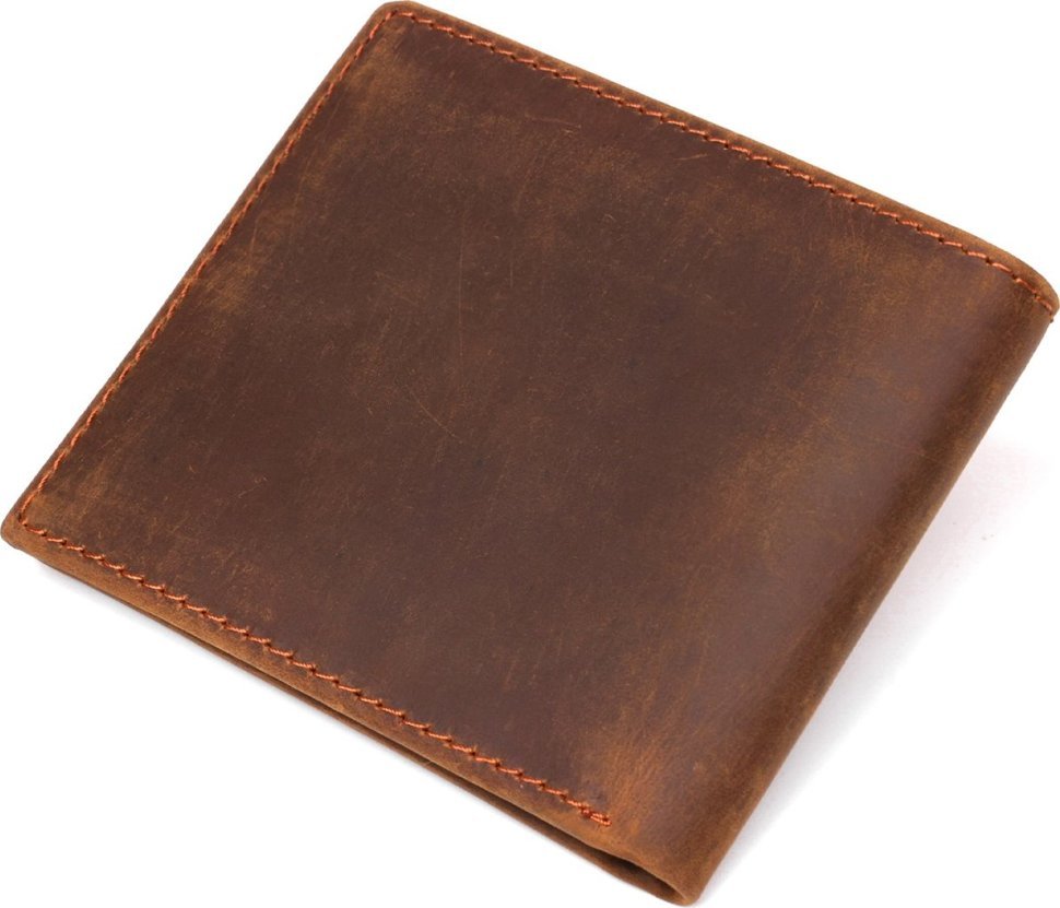 Чоловіче тонке портмоне з вінтажній шкіри коричневого кольору Vintage (14346)