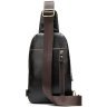 Кожаный рюкзак через одно плечо коричневого цвета VINTAGE STYLE (14858) - 2