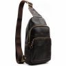 Шкіряний рюкзак через одне плече коричневого кольору VINTAGE STYLE (14858) - 3
