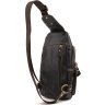 Шкіряний рюкзак через одне плече коричневого кольору VINTAGE STYLE (14858) - 4