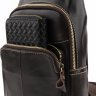 Шкіряний рюкзак через одне плече коричневого кольору VINTAGE STYLE (14858) - 7